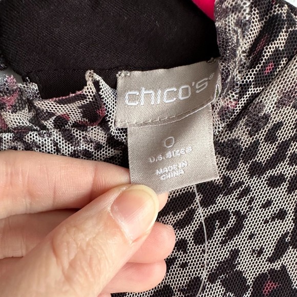 NWT Chico's Cheetah and Snake Print Mesh Knit Ladies Career Party Blouse, S - Picture 4 of 9